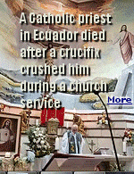 Father Patricio Alfredo S�nchez Molinari was leading Mass at Our Lady of Perpetual Help Church in Guayaquil on Saturday, when roughly 27 minutes into the livestreamed service the large wooden cross mounted behind the altar suddenly came loose and fell onto him. The service was being broadcast live, and captured the moment the crucifix toppled forward, striking the priest.
